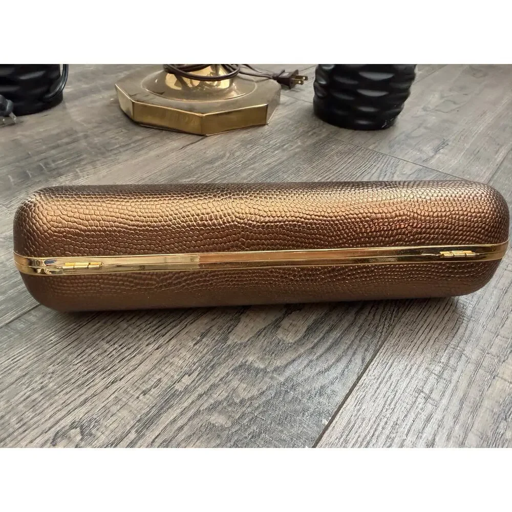 Vintage Clutch Bag Party Clutches Handbag Detachable Chain Strap Brown Gold